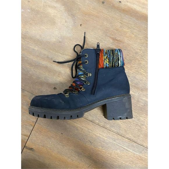 Rieker Knitted Cuff -Tex Warmlined Navy Ankle Boots, EU 37 / US 6.5, MP $112 - Picture 13 of 15